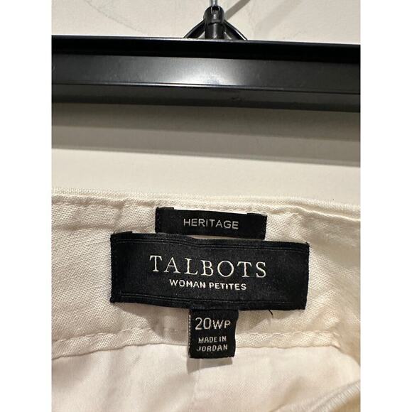 Talbots Plus Size 20 High Rise Petite Linen Work Heritage Pants Cream Neutral - Picture 4 of 11